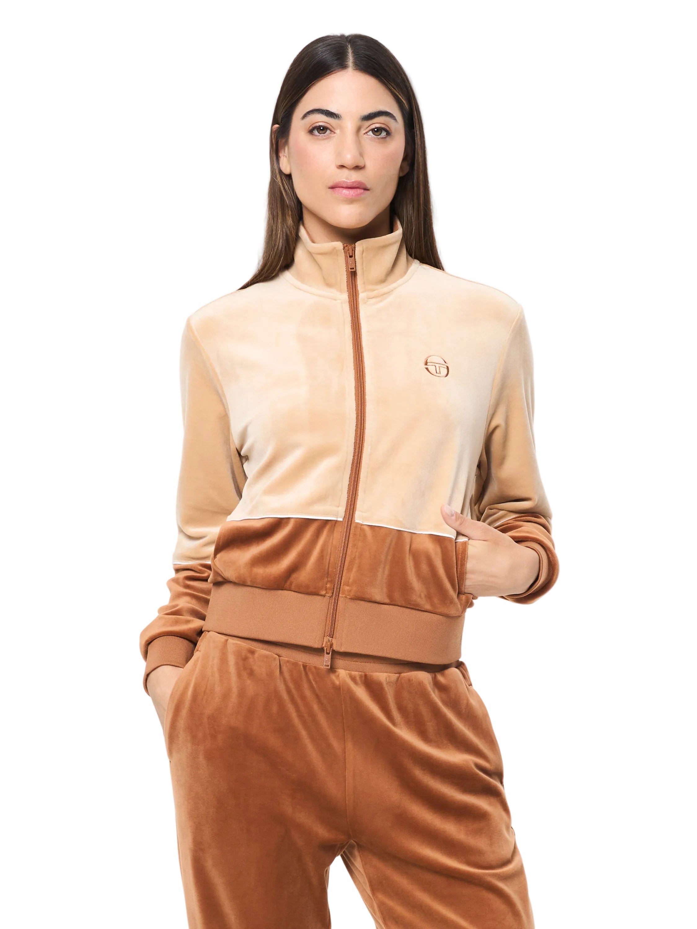 Lina Velour Track Jacket- Candied Ginger