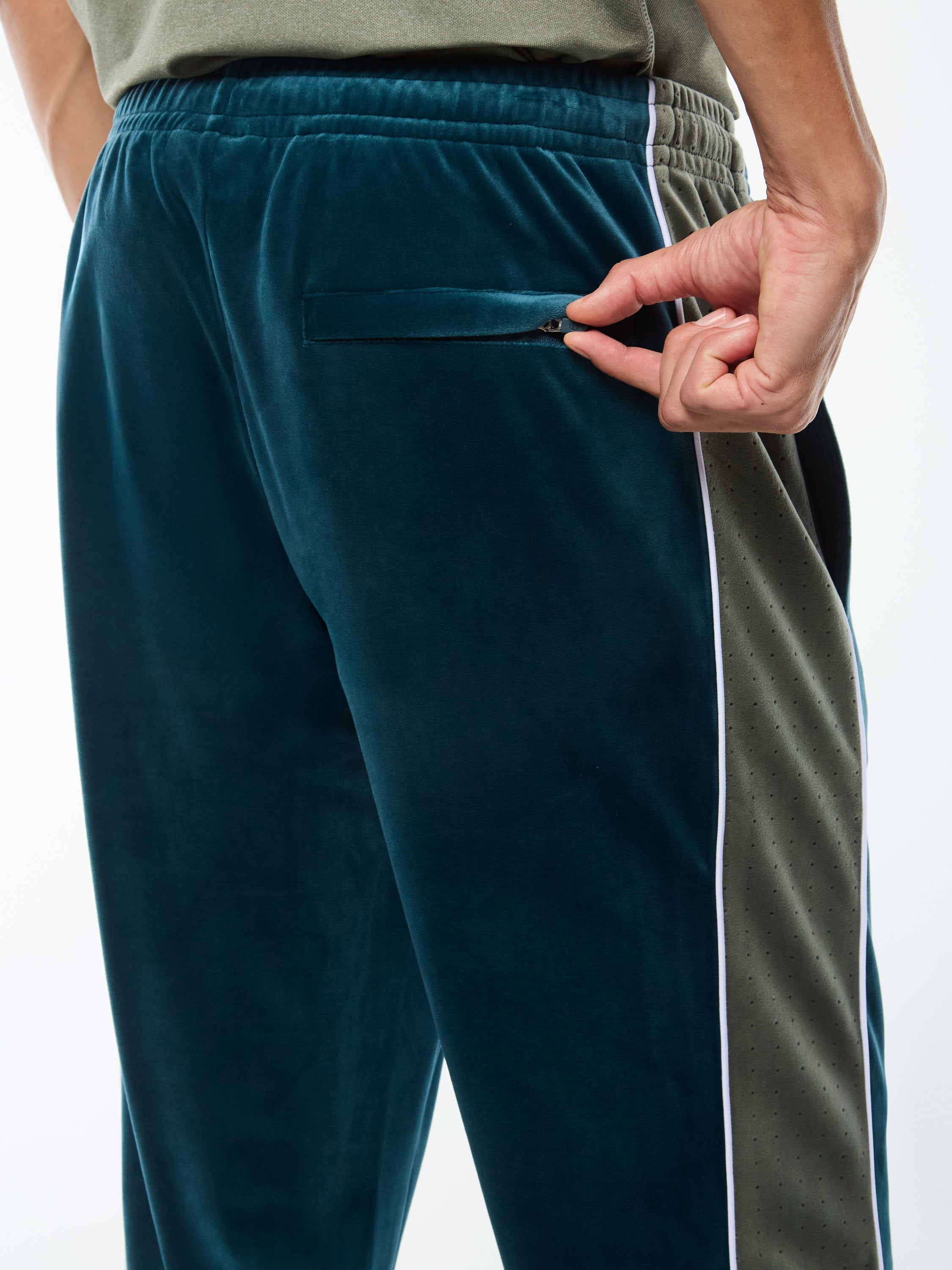 Forato Velour Track Pant-Mediterranea