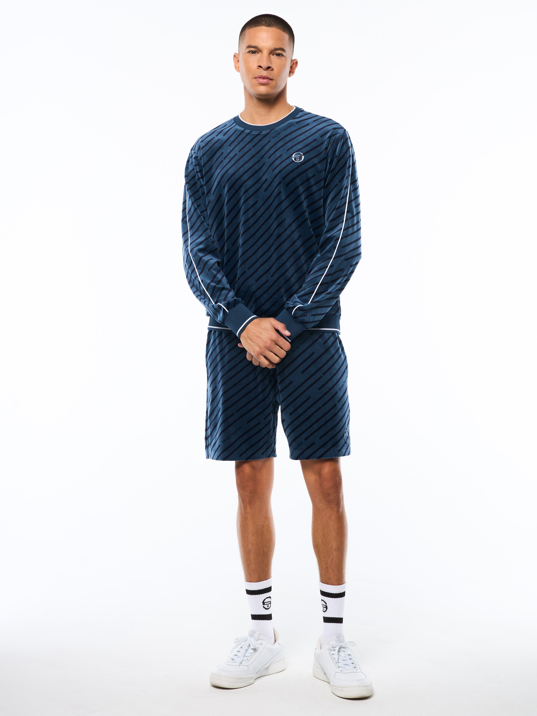 Obliquo Velour Crewneck-Key Largo